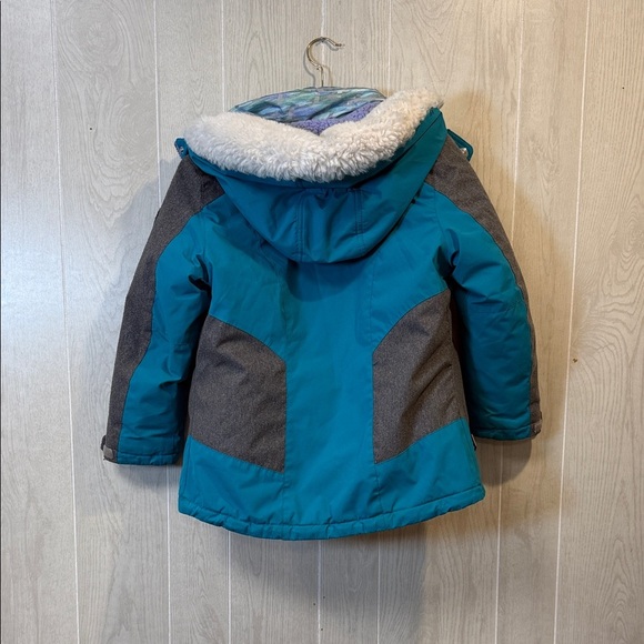 Teal and Gray Kids Winter Jacket, Double Jacket- S 7/8 - Picture 5 of 6